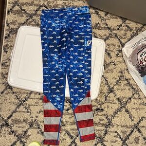 Pelagic Blue and Red Leggings